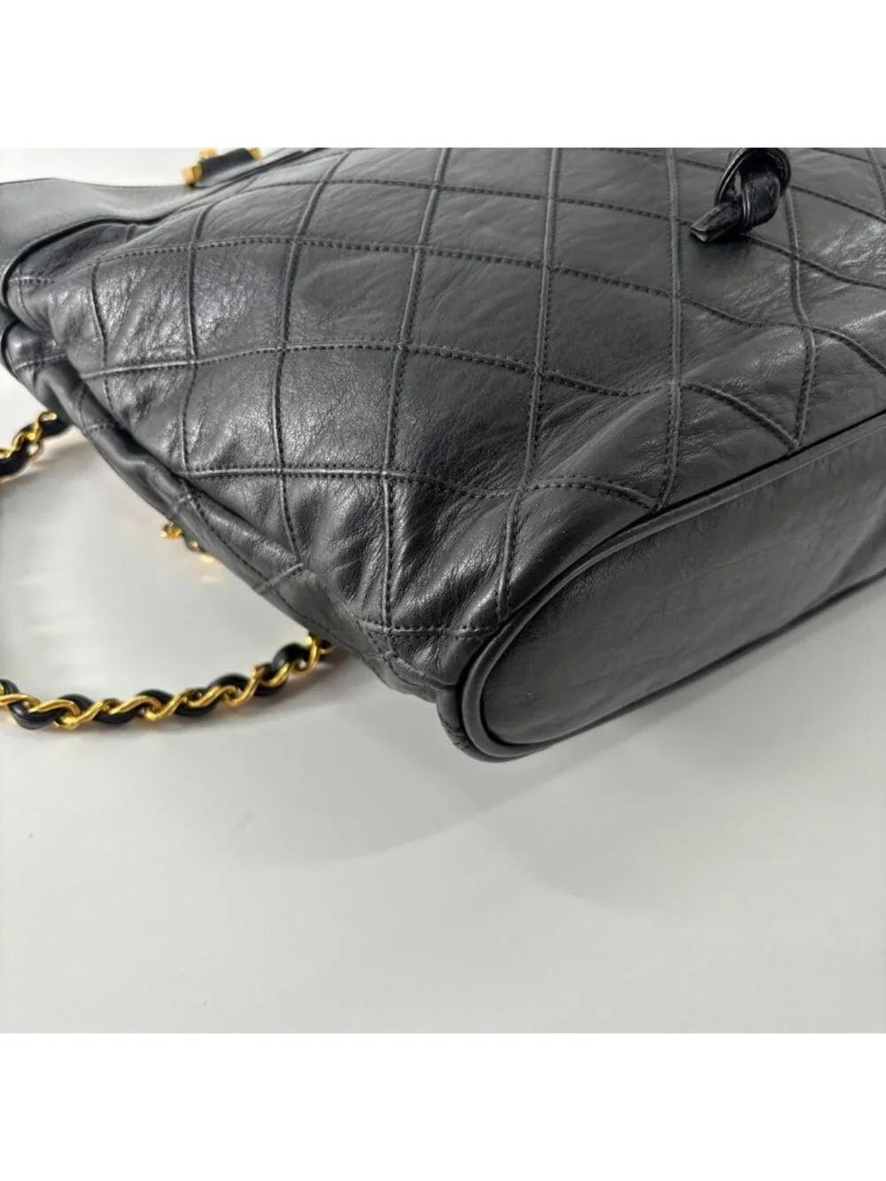 Chanel Bicolor Chain Tote Shoulder Bag Black